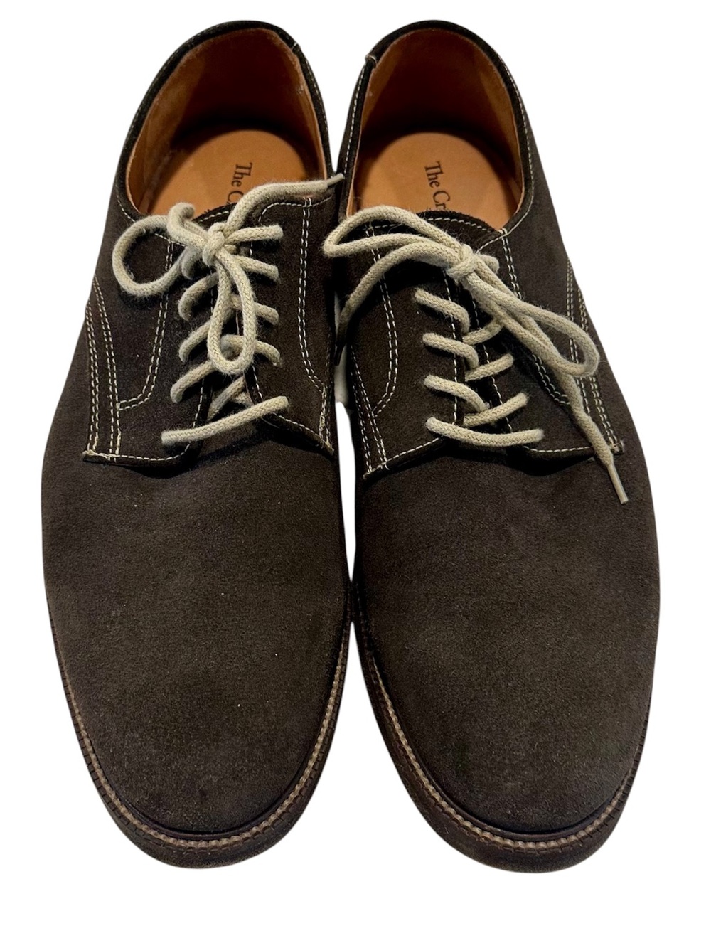 Men's Dark Brown Suede Derby Shoes w/Contrast Stitching & Laces Brazil 40 US 8-9 - Picture 11 of 12